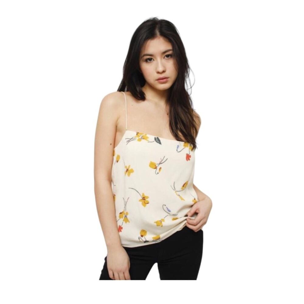 Capulet Ivy Camisole Cream Tossed Floral Tank Top Size XS Flowers Cowl Neck